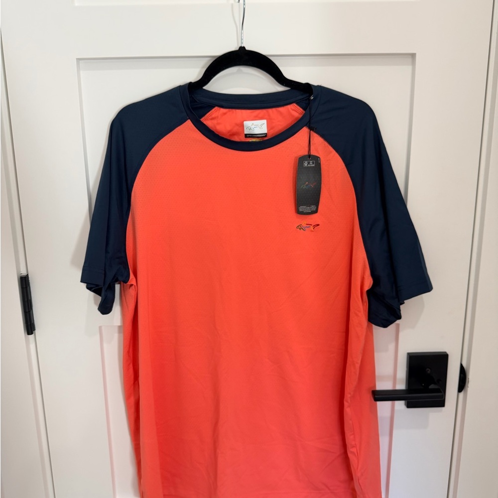 Greg Norman Collection Orange and Navy Short Sleeve Tee